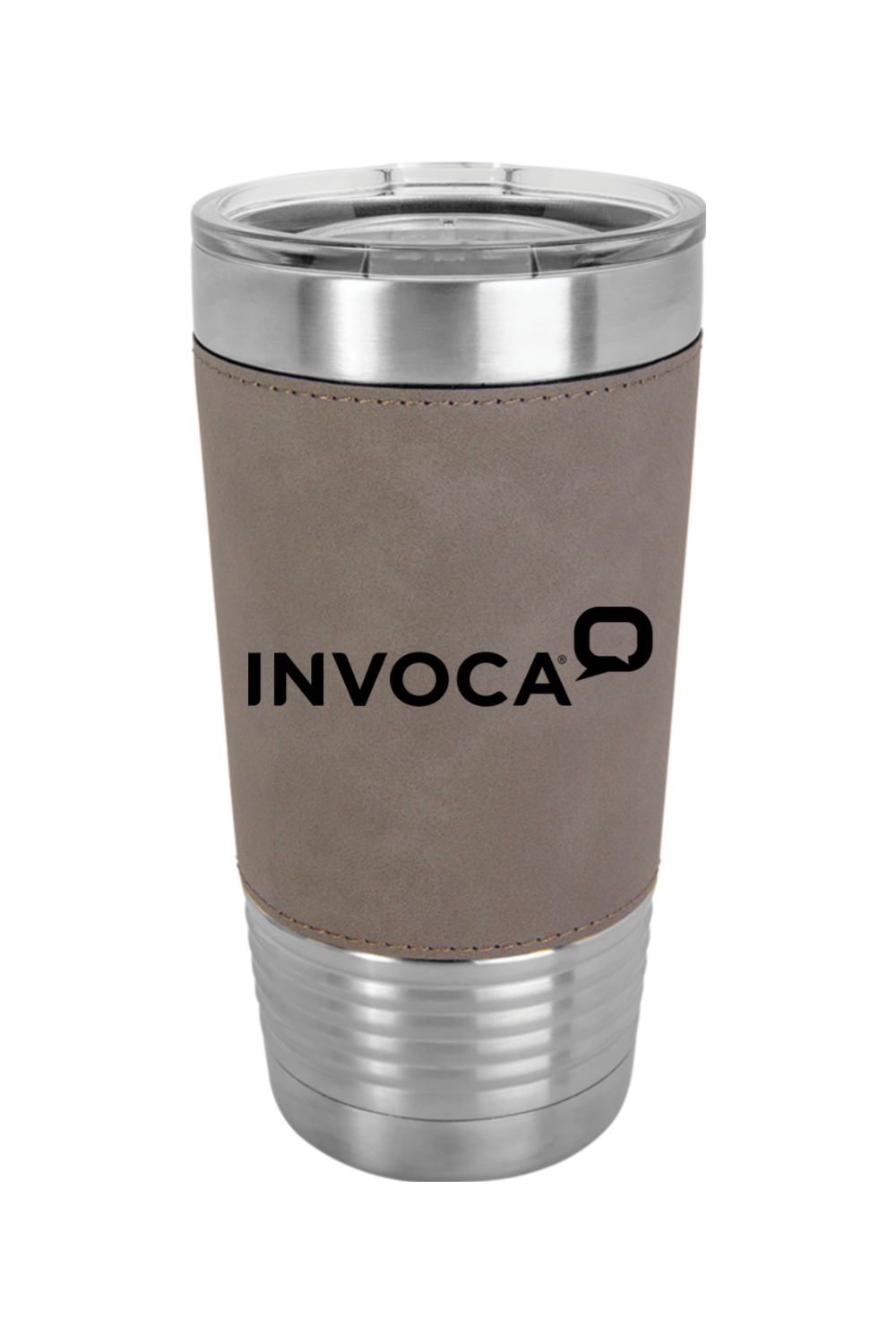 20oz Leather Insulated Tumbler with Clear Lid